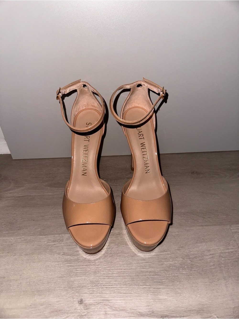 Stuart Weitzman Tan Ankle-Strap Platform Sandals
